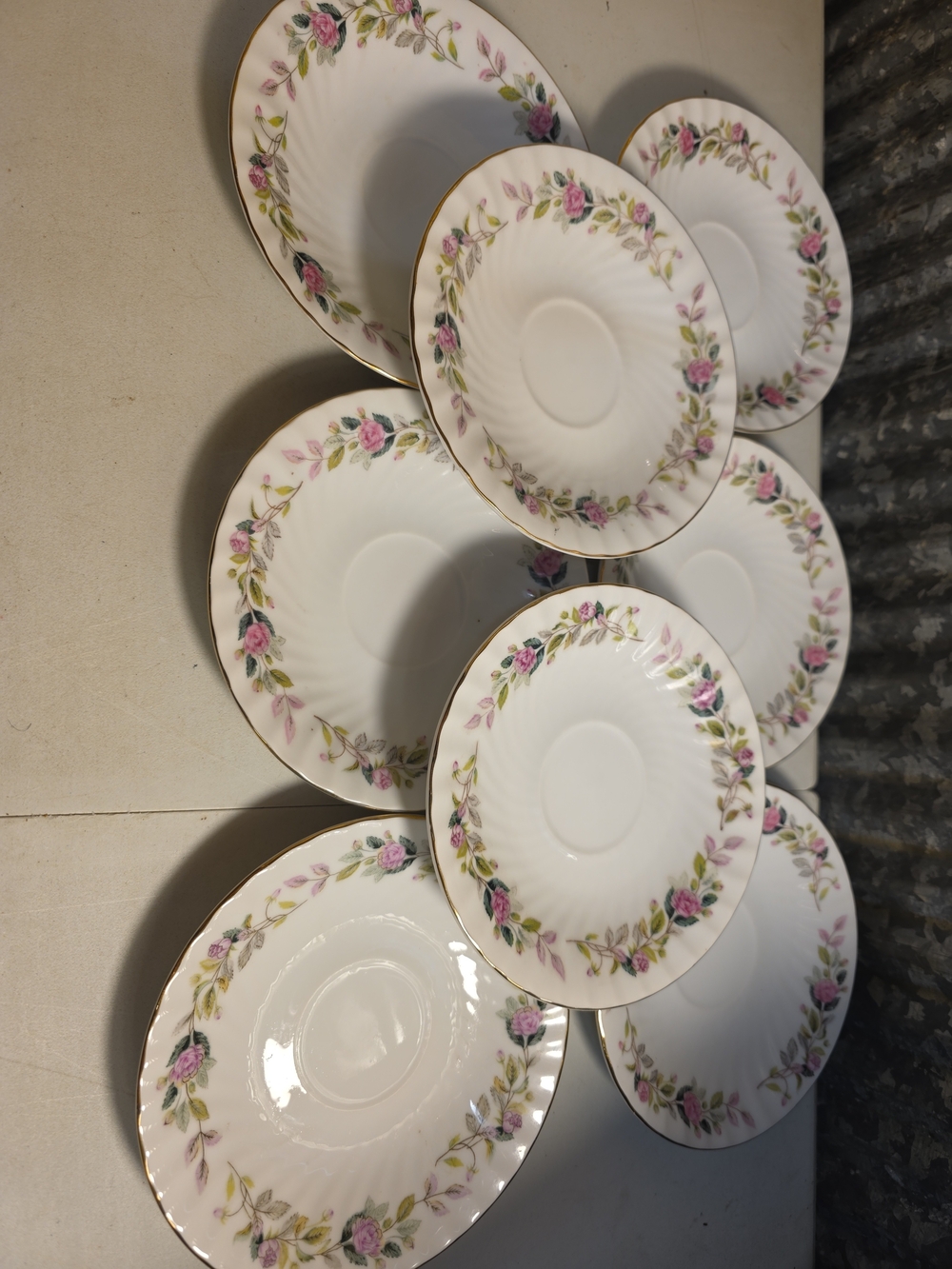 Vintage Creative Fine China #2345, Regency Rose Pattern,  8 Saucers,  Japan 1960